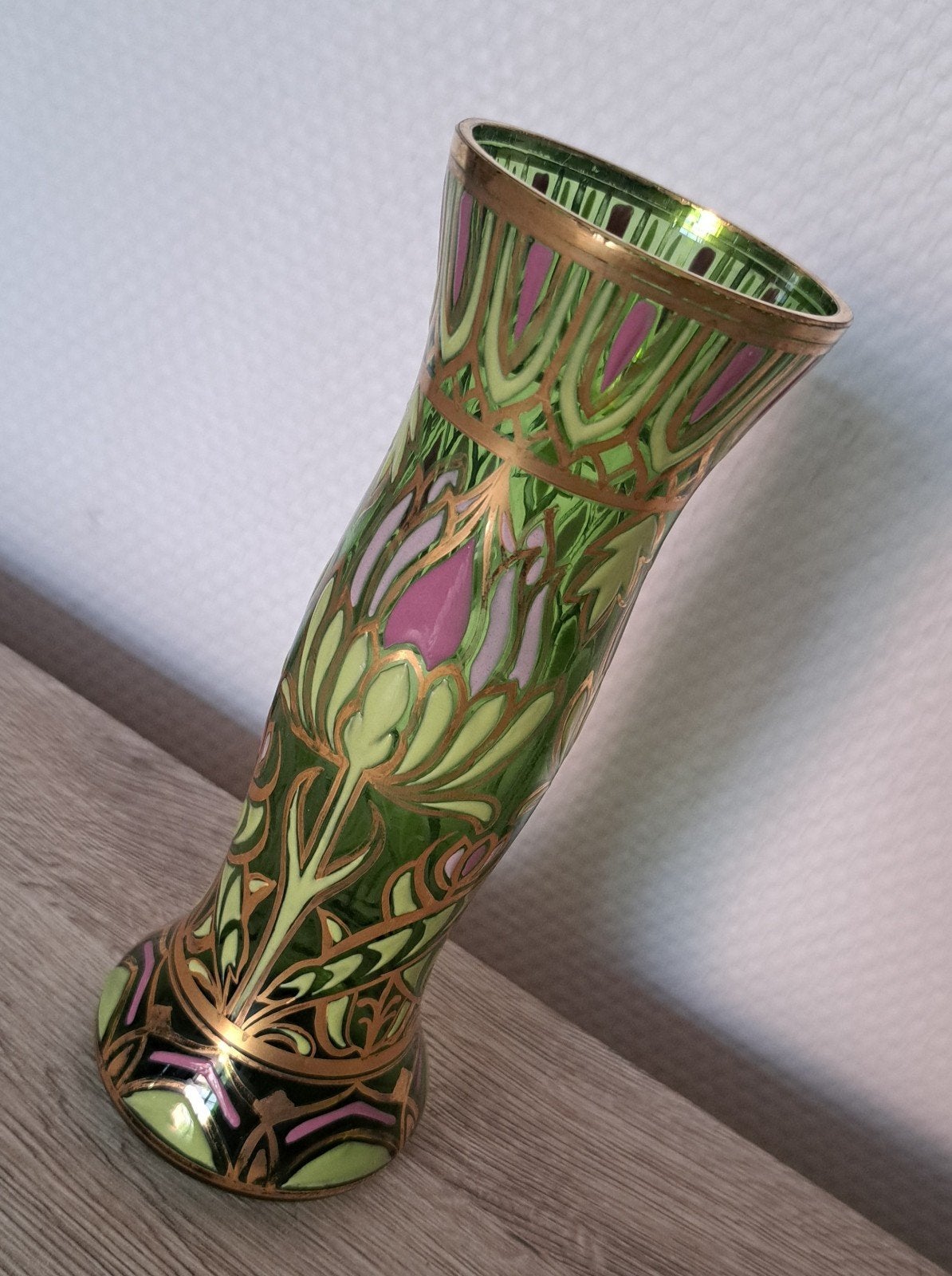 Vase verre émaillé Art Nouveau Théodore Legras, Antiquités & Art, Enlèvement ou Envoi
