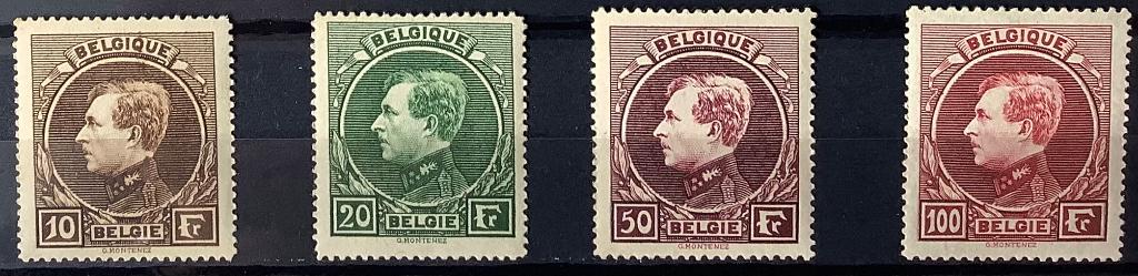 289-292  1929. Postfris. Albert I type Montenez. OBP: 800,00, Sans timbre, Neuf, Non oblitéré, Gomme originale