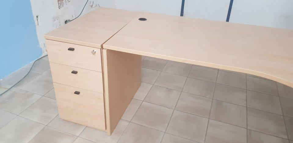 Bureau d'angle professionnel en hêtre, Autres matériaux, Utilisé, Démontable, Beige