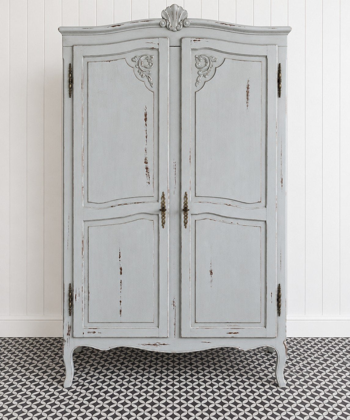 Armoire Giulia S en brocante — Gris clair vieilli, Enlèvement ou Envoi, Comme neuf, 100 à 150 cm, 150 à 200 cm