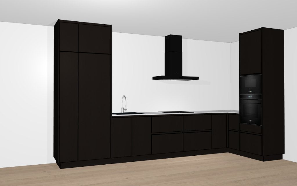 Cuisine NOIRE, Maison & Meubles, 200 cm ou plus, Comme neuf, Enlèvement, 200 cm ou plus