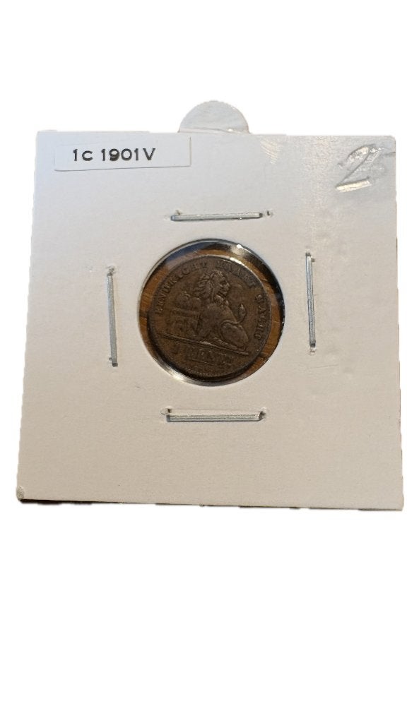 LEOPOLD II: 1 cent 1901V (3), Postzegels en Munten, Ophalen of Verzenden