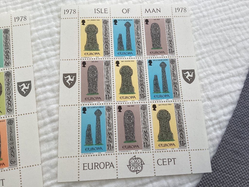 Lot 2 postzegelblokken ISLE OF MAN EUROPA CEPT 1978, Ophalen of Verzenden, Zonder stempel, Postfris, Postfris