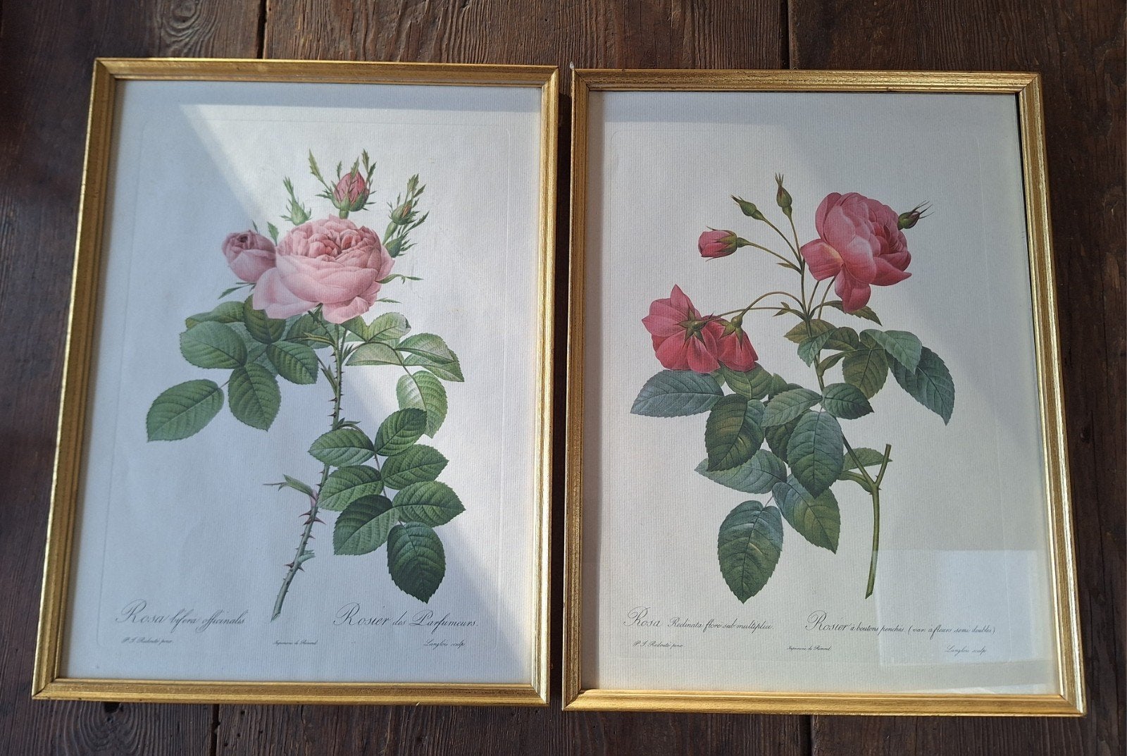 2 x vintage lijst met bloemen - rozen, Ophalen of Verzenden