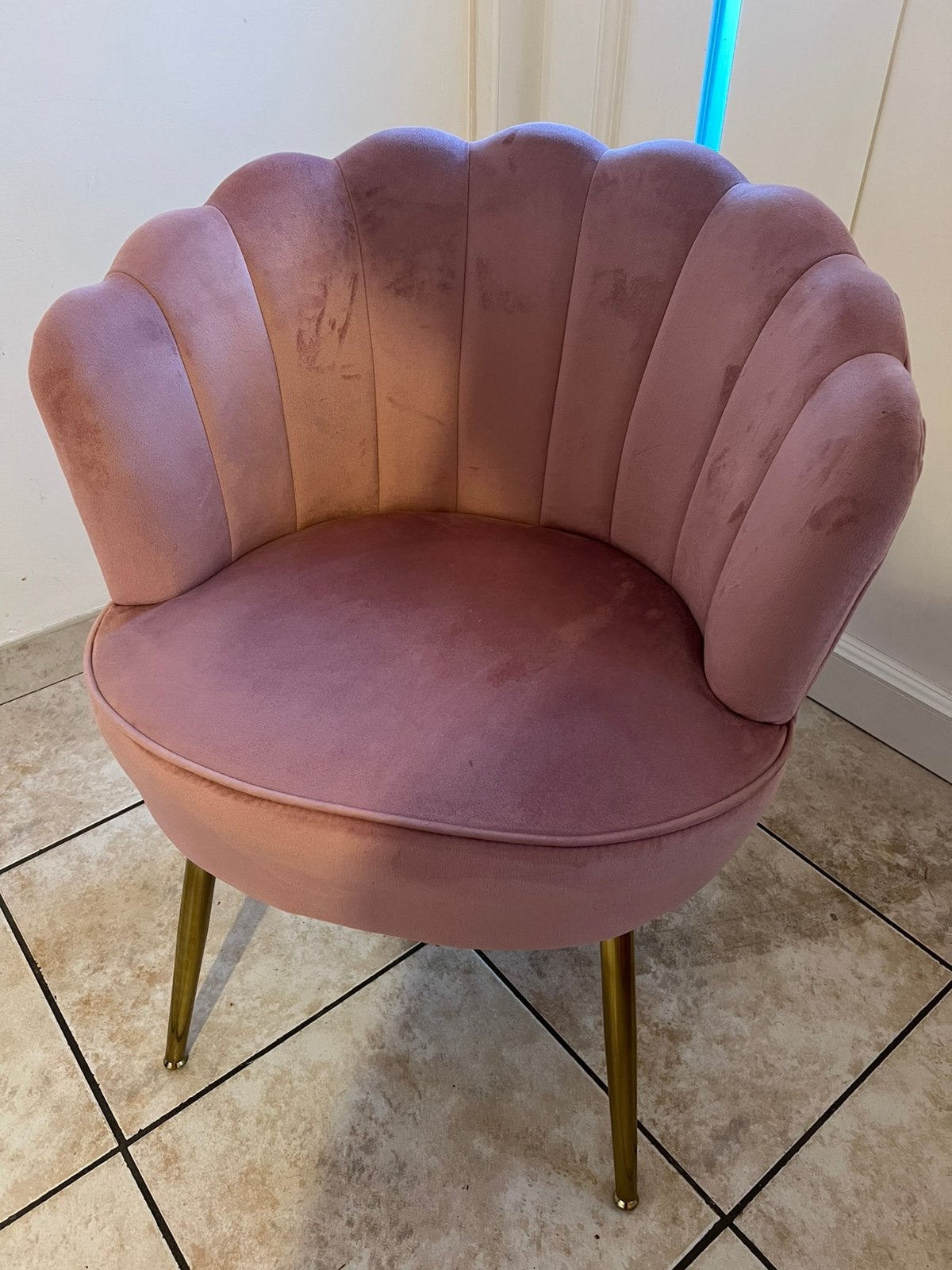 Siège matière « velours » rose coquillage, Enlèvement, Comme neuf