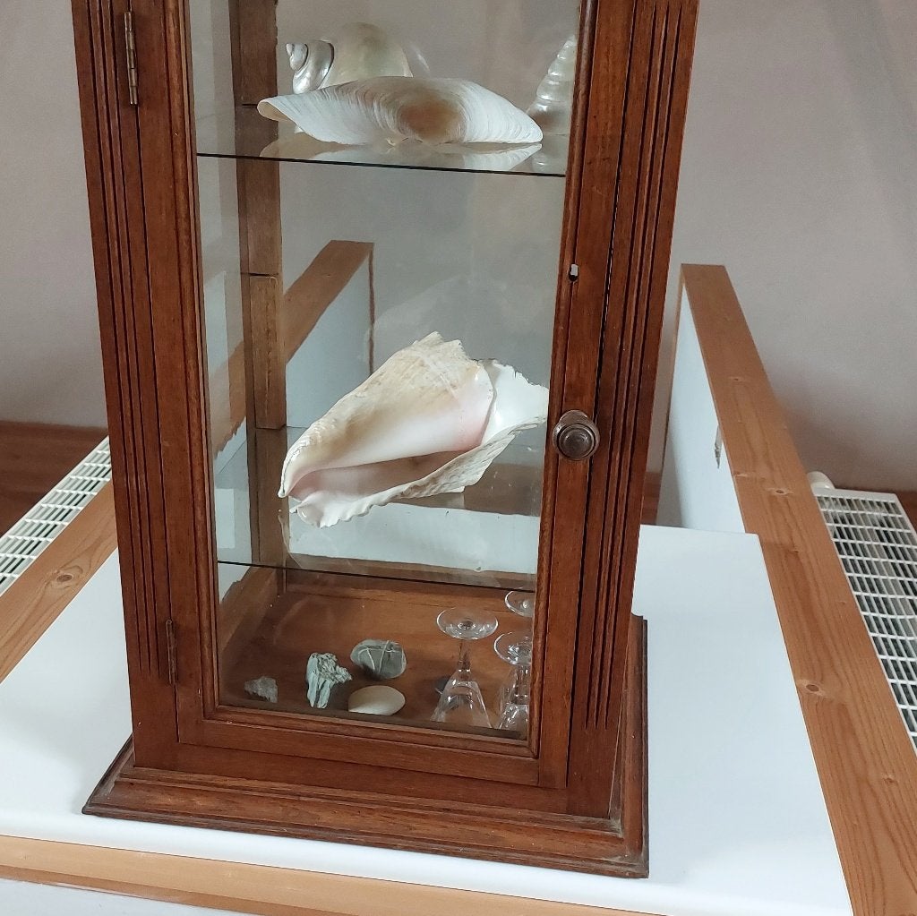 Antiek eikenhouten vitrinekastje, Maison & Meubles, 25 à 50 cm, Moins de 100 cm, Enlèvement, Utilisé