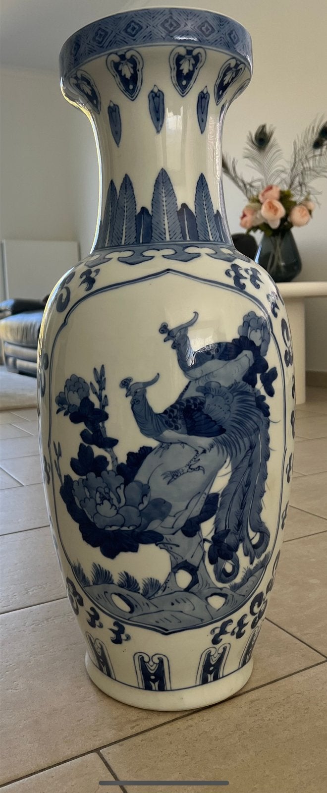 Blauw / witte antieke vaas, Antiquités & Art, Antiquités | Vases, Enlèvement