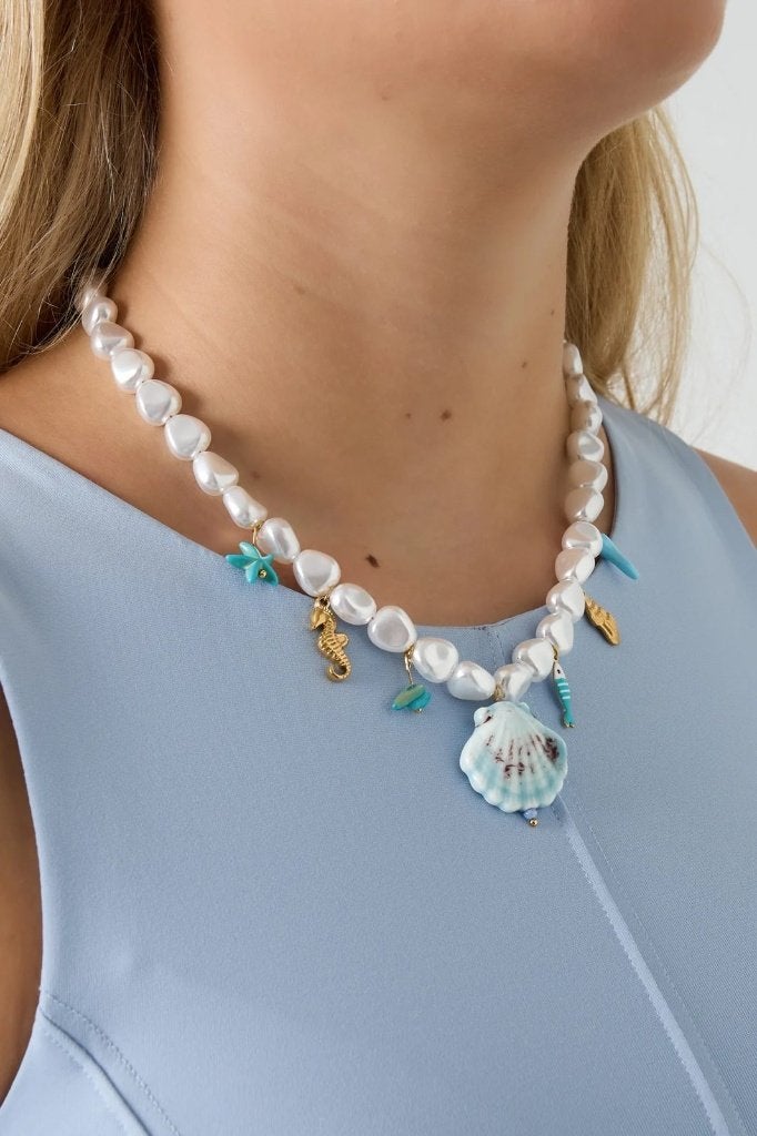 Kunstmatige parel kralen kettingen Turtle Casual, Bijoux, Sacs & Beauté, Enlèvement ou Envoi, Neuf, Bleu, Réglable