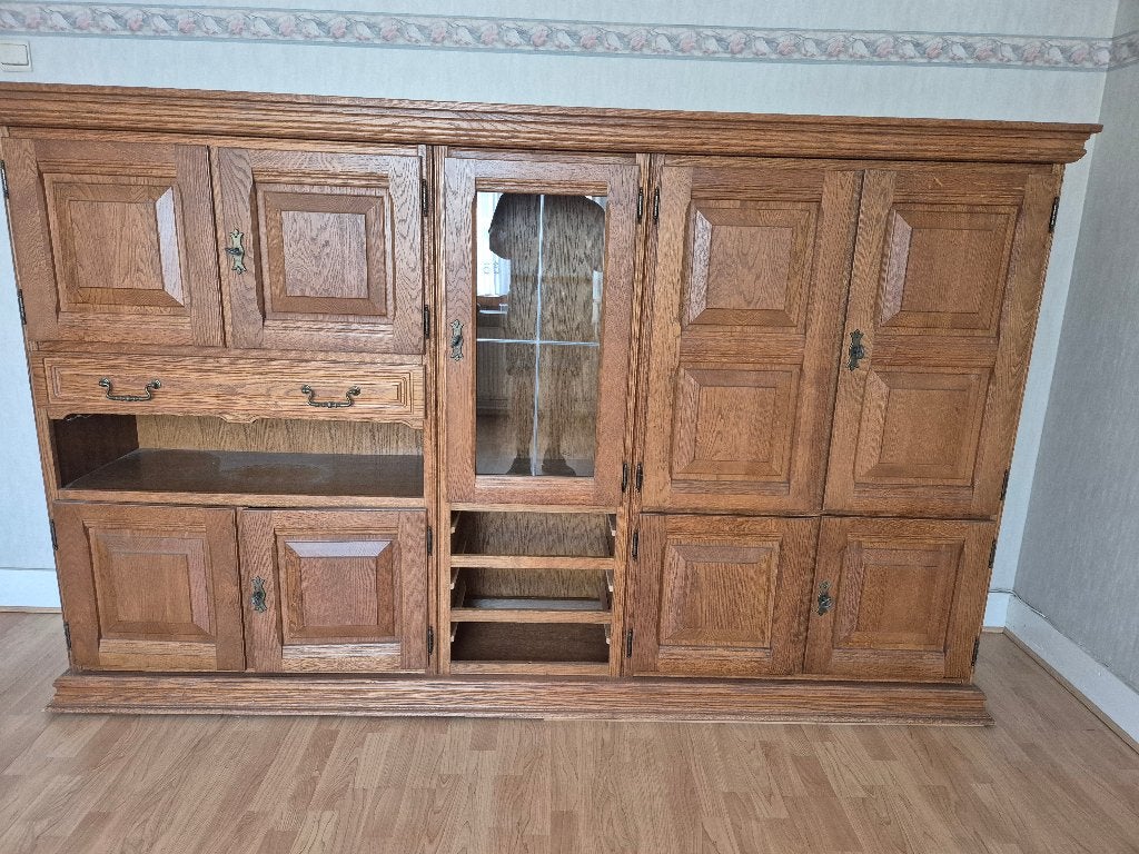 eiken wandkast, Ophalen, 100 tot 150 cm, Eikenhout, Met lade(s)