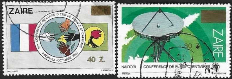 3 Postzegels Zaïre 1990 Gelegenheidszegels met opdruk, Enlèvement ou Envoi, Autres pays, Affranchi