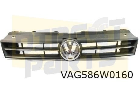 Volkswagen Polo grille (bij AC / inc. embleem) (RYP satijnzw, -, -, Nieuw, Spatbord