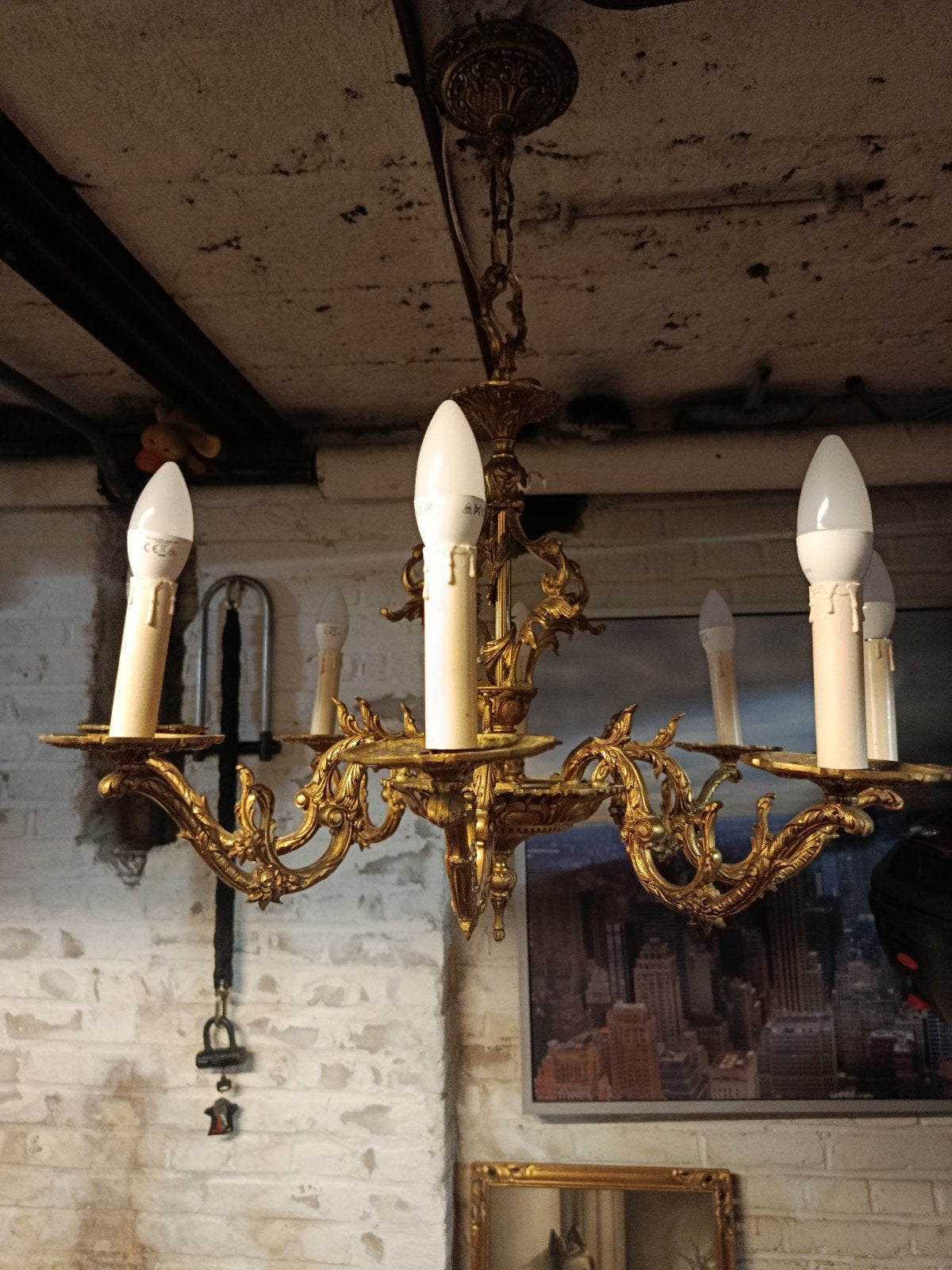 Lustre en bronze, Enlèvement, Utilisé, Métal