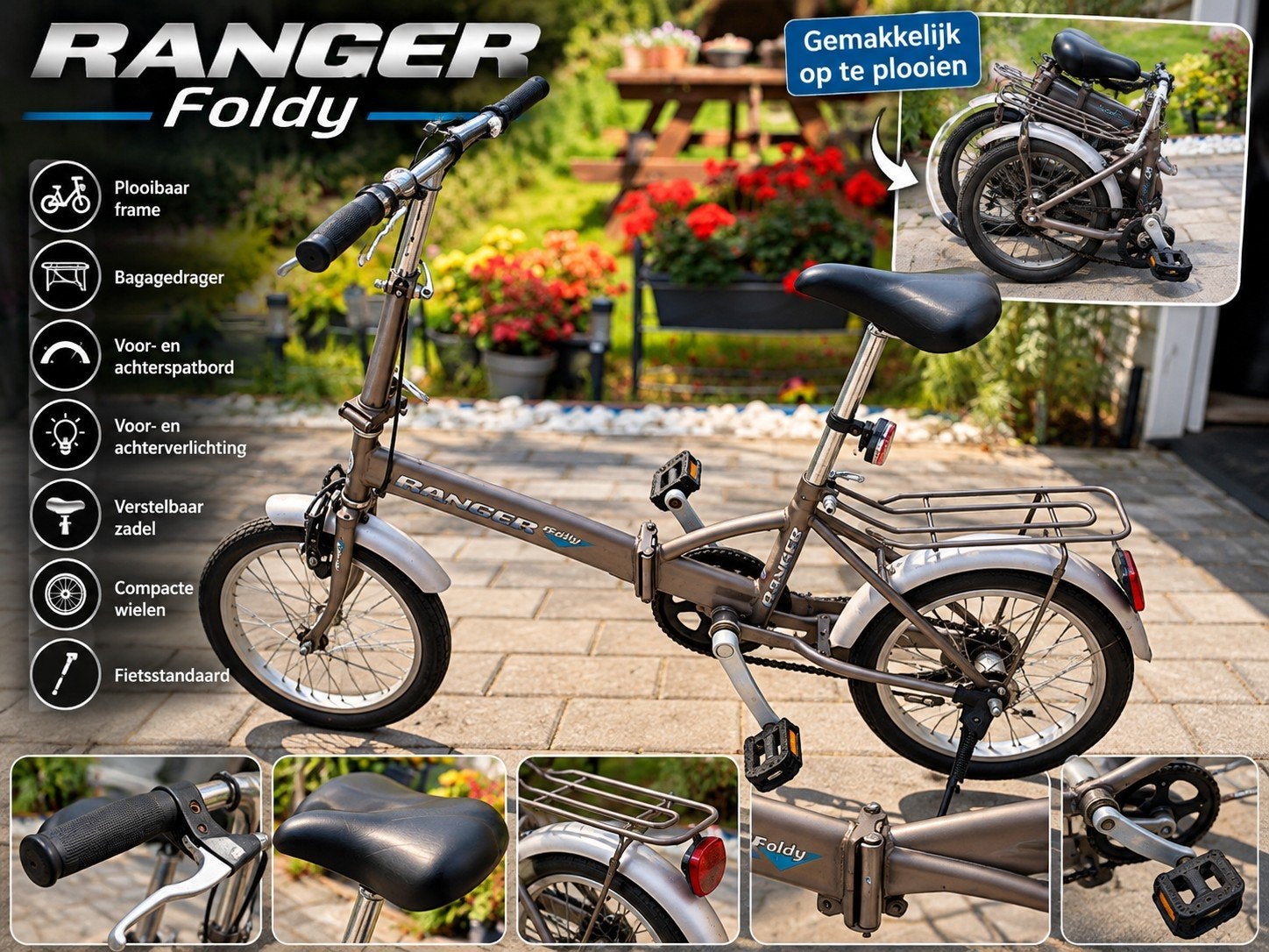 Ranger Foldy plooifiets – compacte vouwfiets, Enlèvement, Totalement pliable