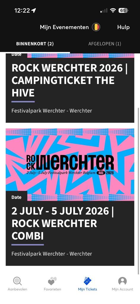 Rock Werchter 2026 – Combi Ticket + Camping Ticket The Hive, Tickets en Kaartjes, Eén persoon