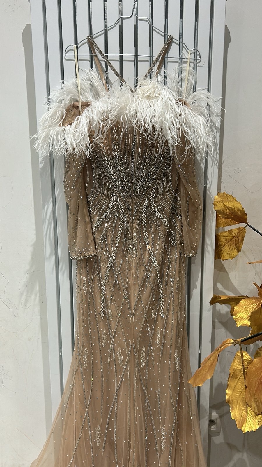 Gala jurk, Ophalen, Zo goed als nieuw, Beige, Trouwjurk