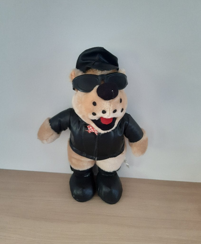 Een knuffelbeer gekleed als motard (35 cm), Ophalen of Verzenden, Zo goed als nieuw, Beer