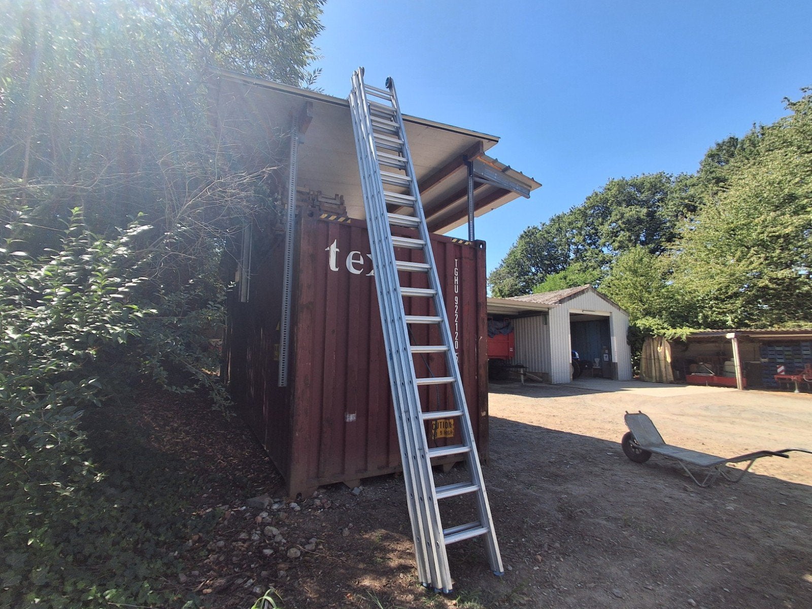 solide 3-delige touwoptrekladder 3x18, Doe-het-zelf en Bouw, Ladders en Trappen, Ophalen, Zo goed als nieuw, Ladder, Opvouwbaar of Inschuifbaar