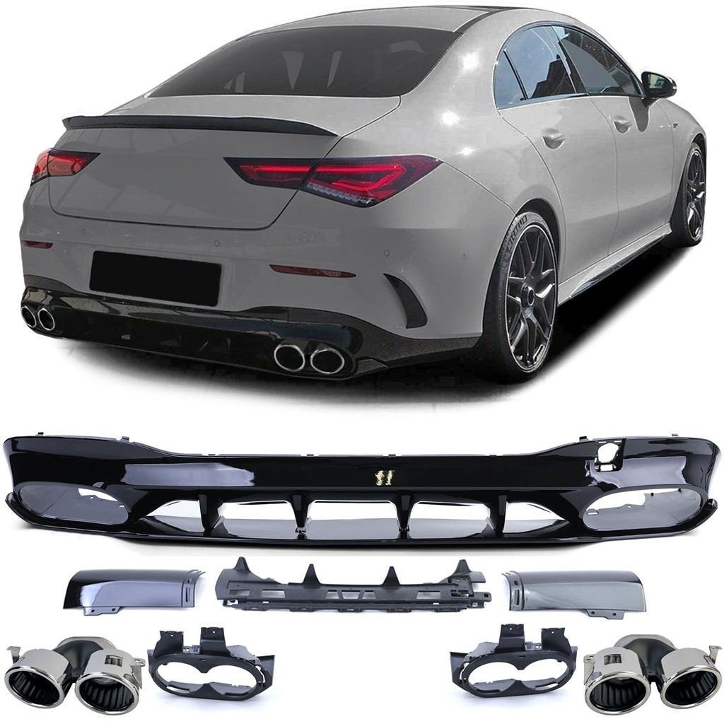 Diffuser Chrome Uitlaat Mercedes CLA C118 AMG Aero Glans Zw, Autos : Divers, Tuning & Styling, Envoi