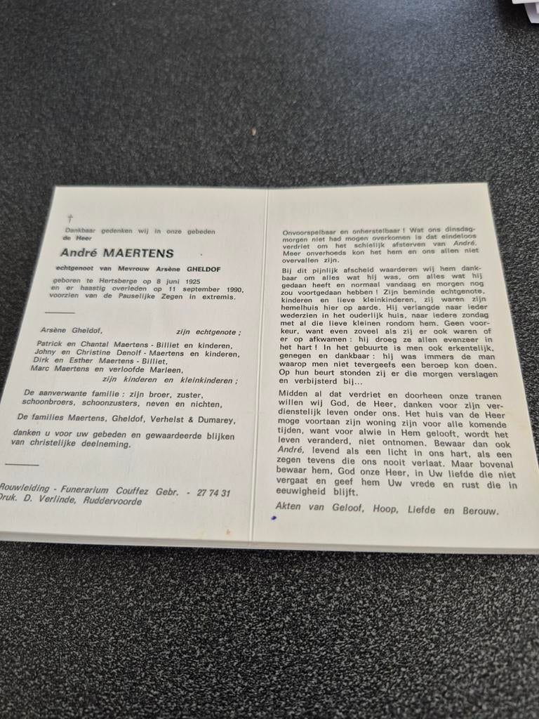 Bidprentjes Hertsberge, Ophalen of Verzenden