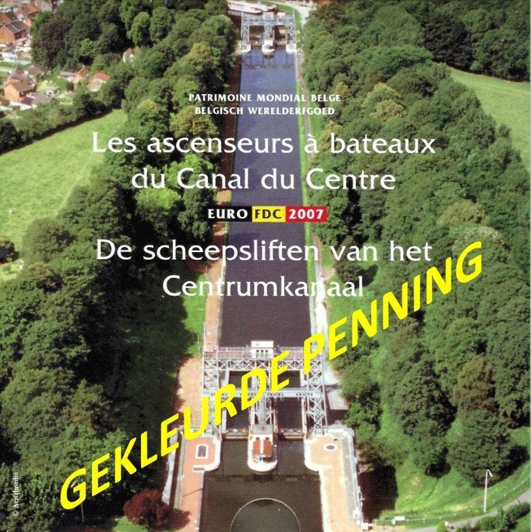 BU-set België 2007 Scheepsliften met gekleurde penning, Verzenden, België