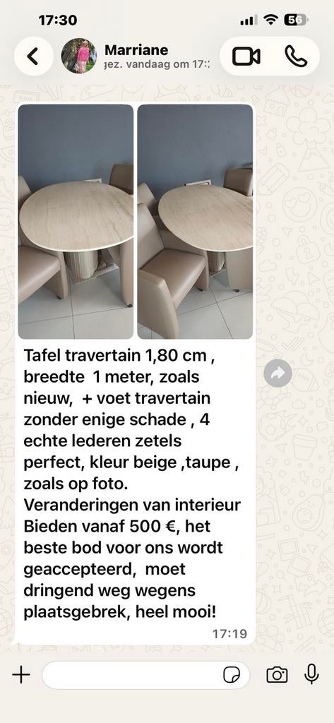 Tafel marmer, Maison & Meubles, Ameublement | Papier peint, Enlèvement, Moins de 10 m², Beige, Modern