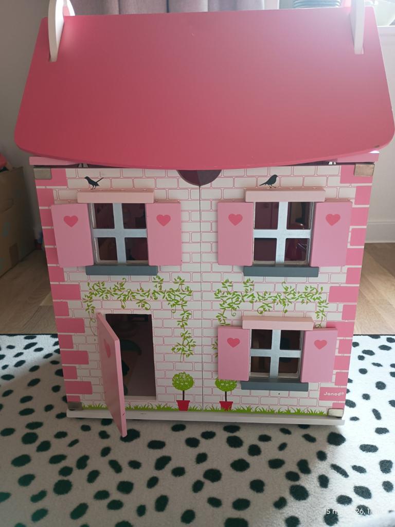 Houten poppenhuis met toebehoren, Enfants & Bébés, Jouets | Maisons de poupées, Enlèvement, Comme neuf, Maison de poupées