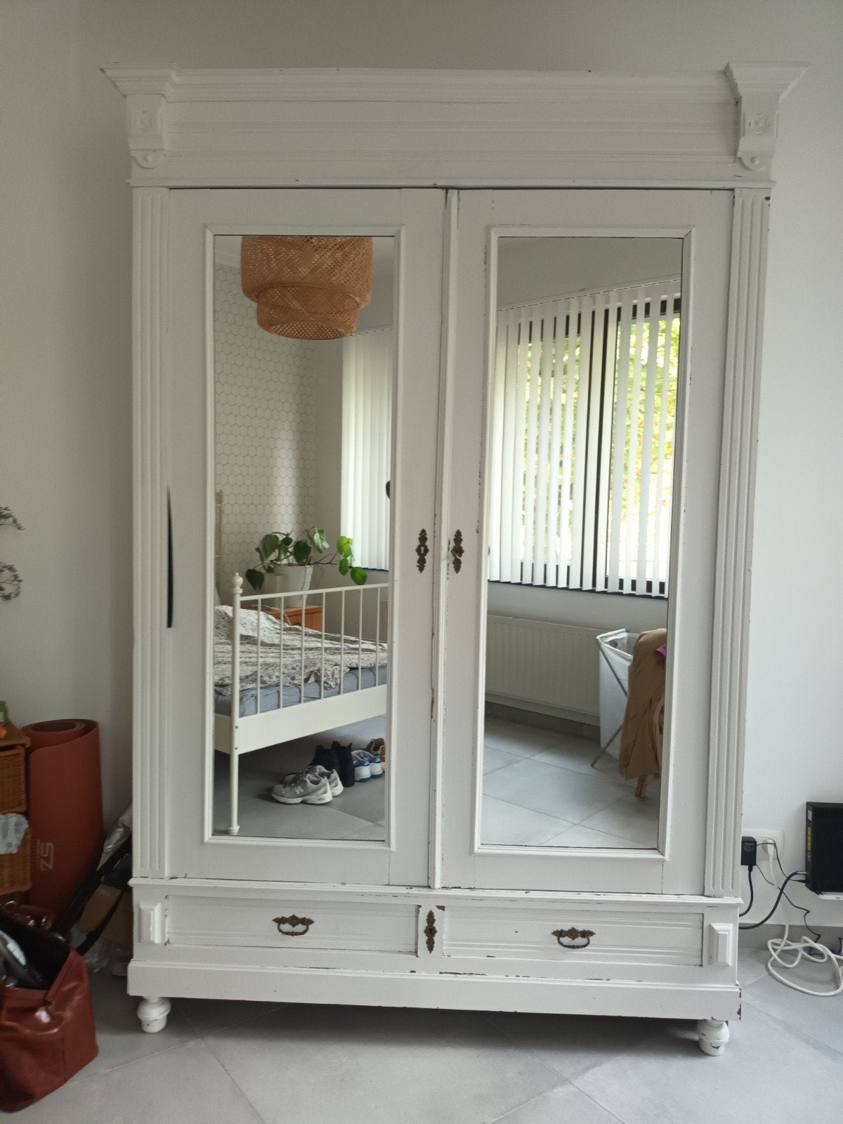 Retro kleerkast met spiegel, Huis en Inrichting, Ophalen, Gebruikt, 100 tot 150 cm, 200 cm of meer