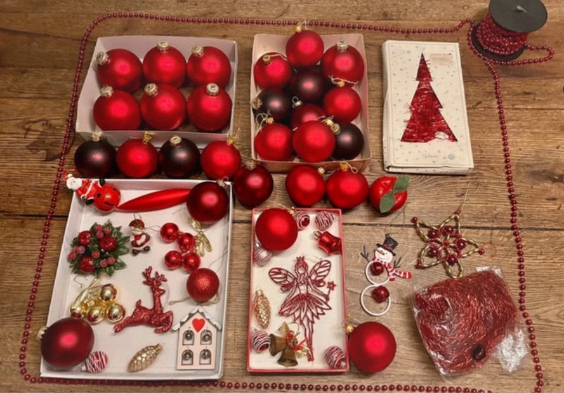 Groot pakket kerstballen en kerstversiering, Ophalen of Verzenden, Zo goed als nieuw