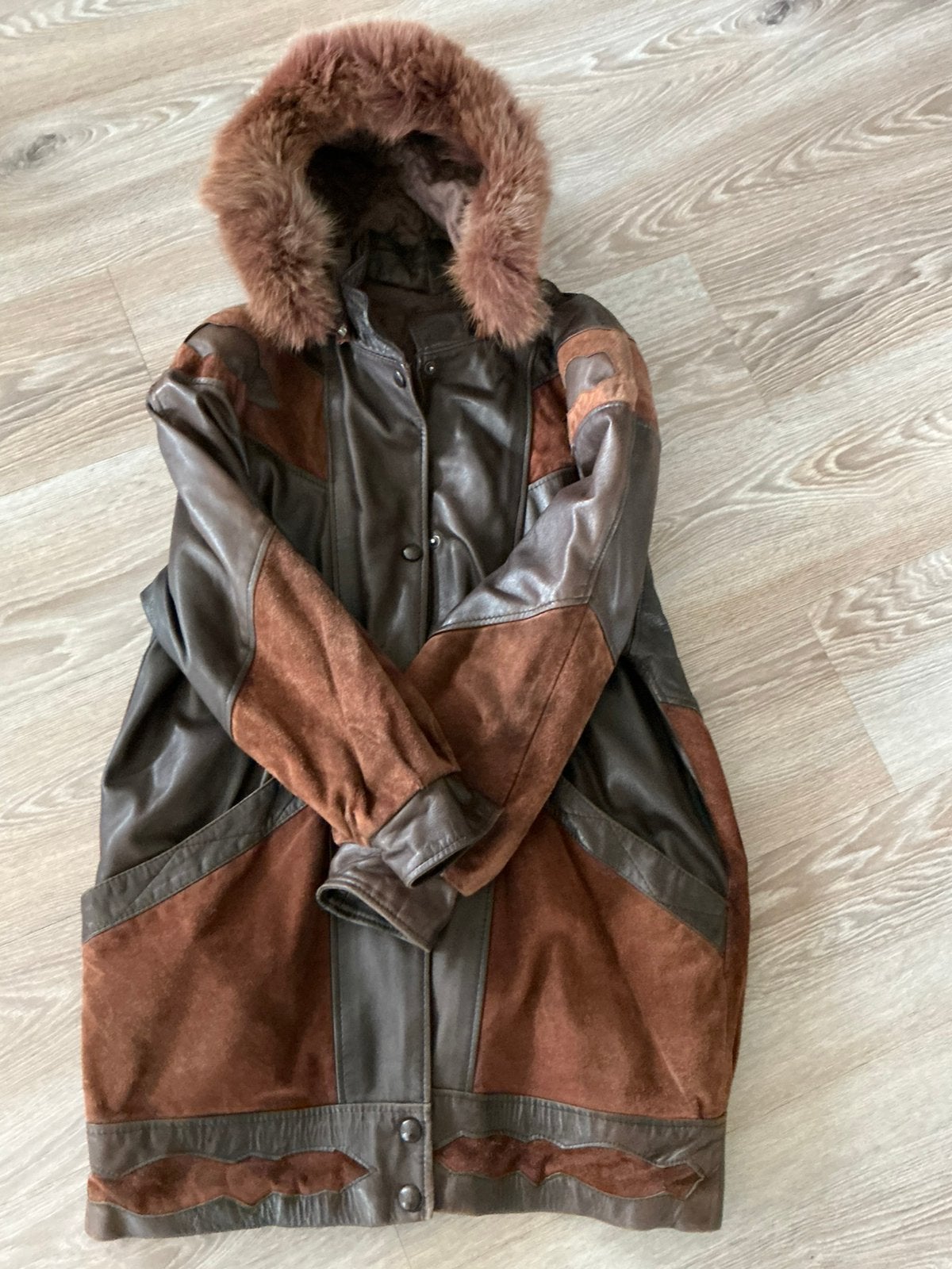 Veste cuir/daim, Enlèvement ou Envoi, Porté, Taille 42/44 (L), Brun