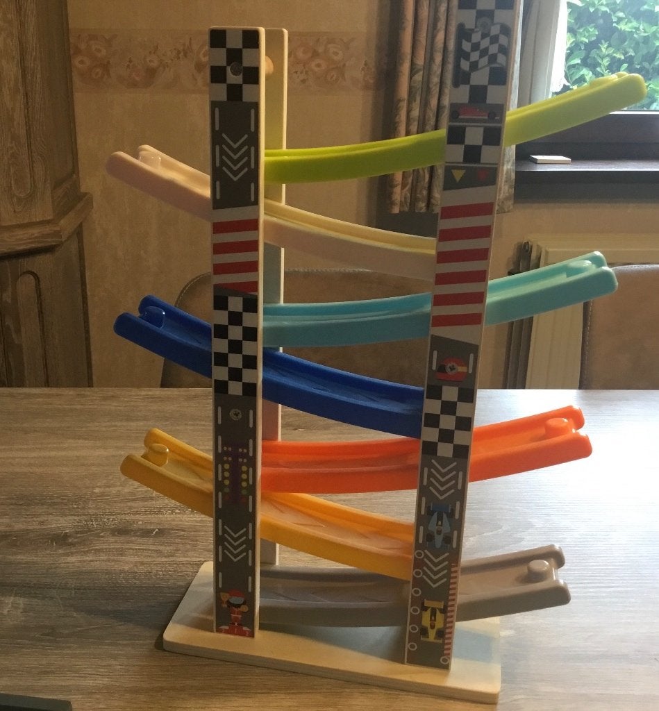 houten autoglijbaan met 8 auto’s, Ophalen, Nieuw