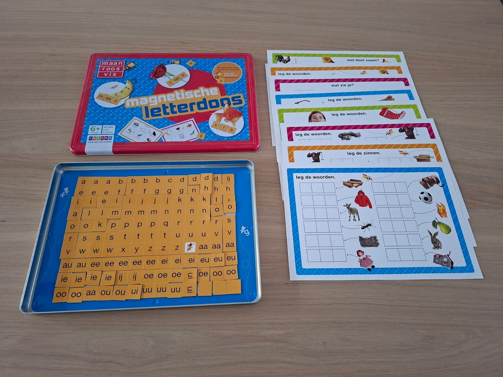 magnetische letterdoos maan roos vis, Ophalen of Verzenden, Zo goed als nieuw, Taal en Lezen