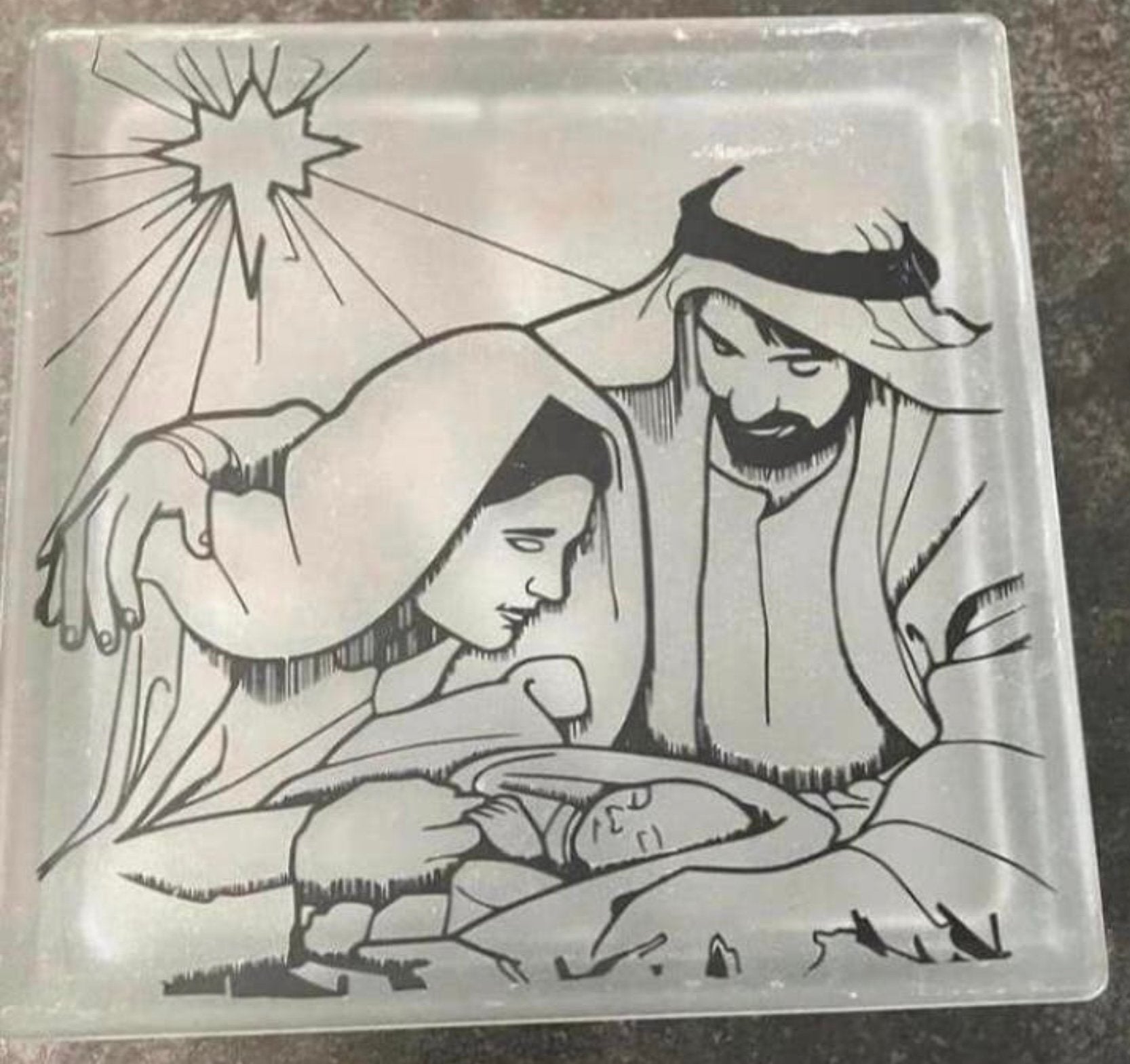 HEILIGE FAMILIE,OP ZWAAR GLAZEN BLOK …MOOI!!!!, Enlèvement ou Envoi