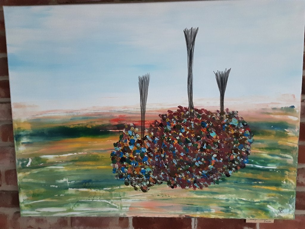 Abstract schilderij titel “Kauwgom Ballen Boom ”. (60x80 cm), Ophalen