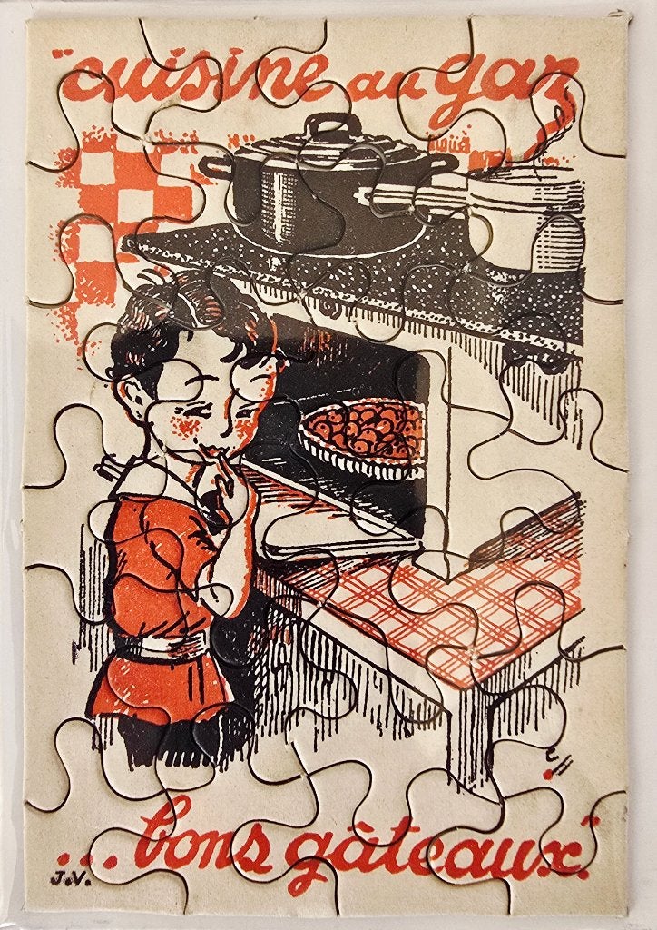 GASKEUKEN — Reclamepuzzel — Reclamepigsaw nr. 26, Ophalen of Verzenden, Gebruikt, Reclamebord