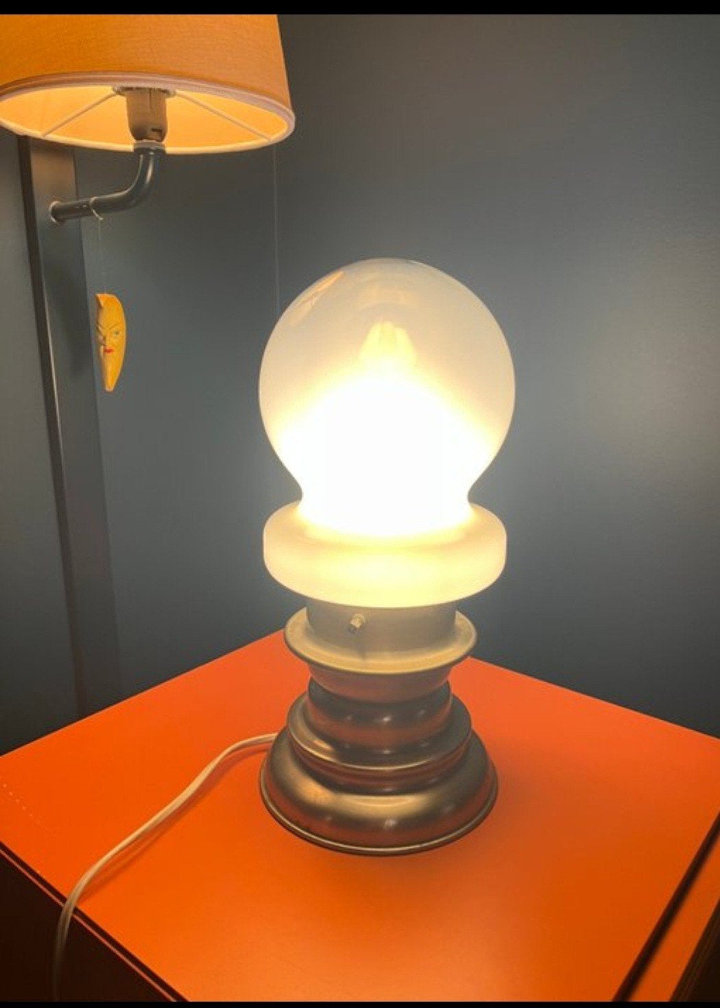 Vintage Spage Age opaline lamp, 31x13 cm, 1970-1980, WERKT!, E14 (klein), Ophalen of Verzenden, Zo goed als nieuw, Glas