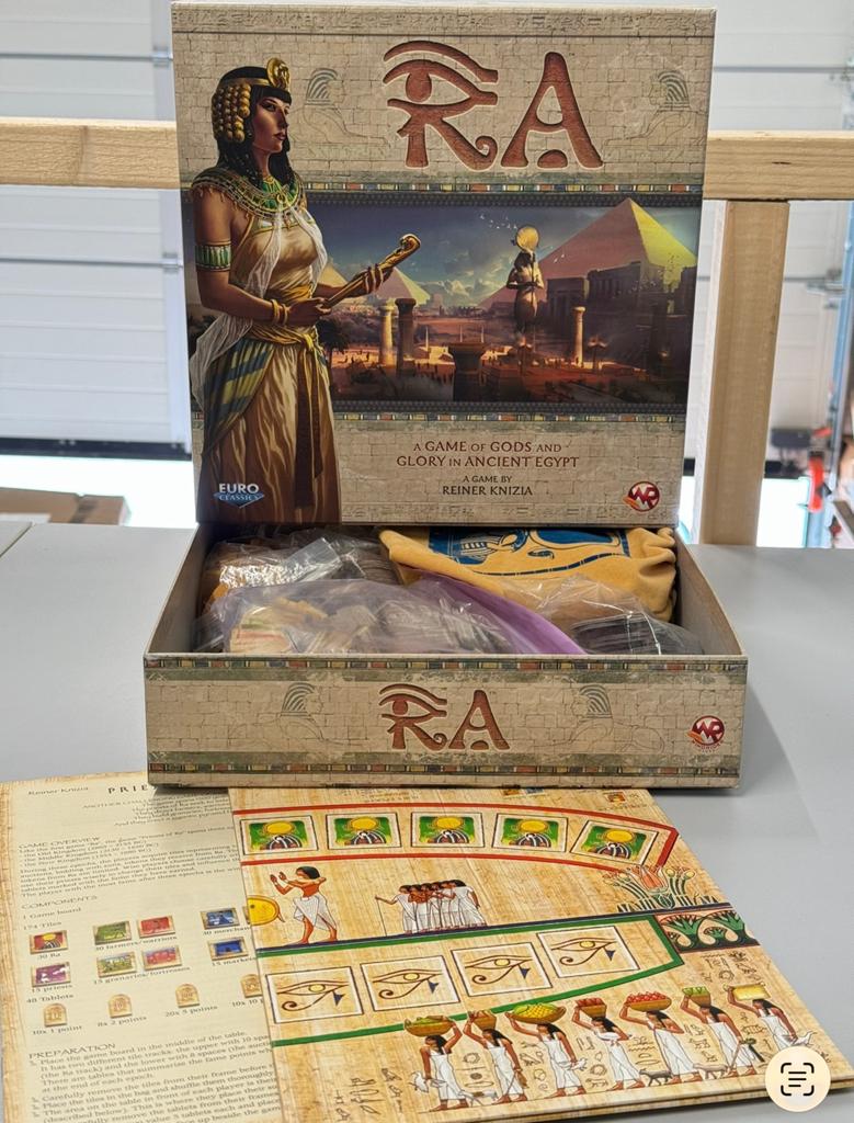 RA Game Gods and Glory dans l'Égypte ancienne + d'extension, Trois ou quatre joueurs, Enlèvement ou Envoi, Comme neuf