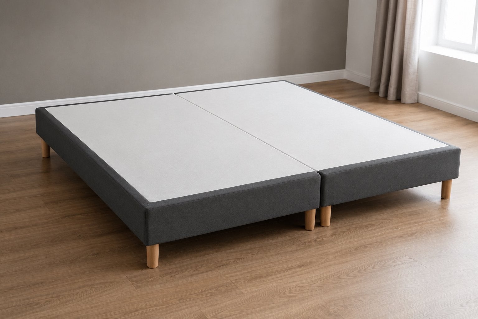 Sommier tapissier / boxspring, Gris, Comme neuf, Enlèvement, 200 cm