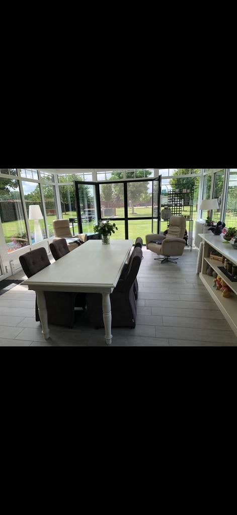 Landelijke tafel wit, Ophalen, Gebruikt, Teakhout, 200 cm of meer