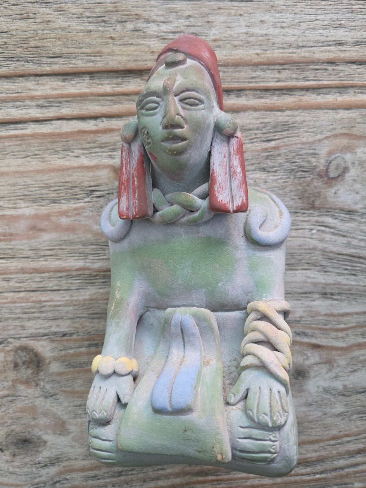 Handgemaakt figuurtje in Pre-columbiaanse / Maya stijl, Ophalen of Verzenden, Blauw, Handgemaakt