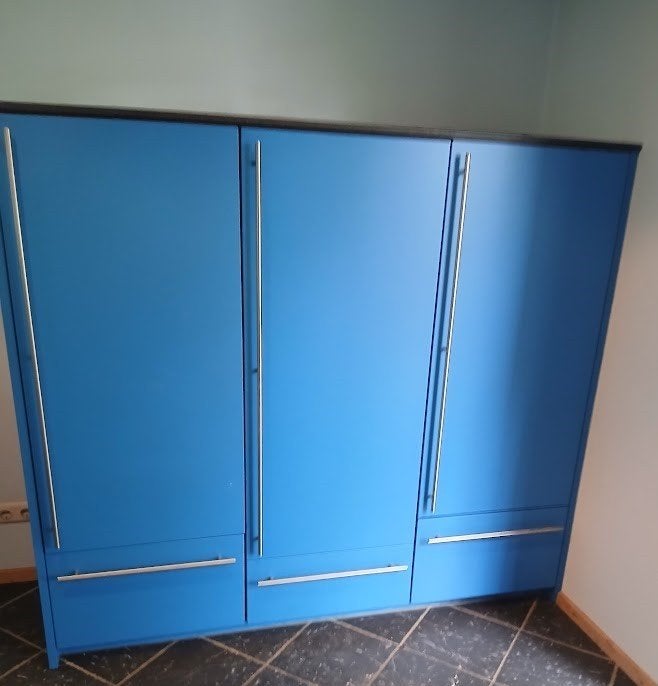 Bruynzeel keuken, Huis en Inrichting, Keuken | Complete keukens, Ophalen, Blauw, Hoekkeuken, Graniet of Steen