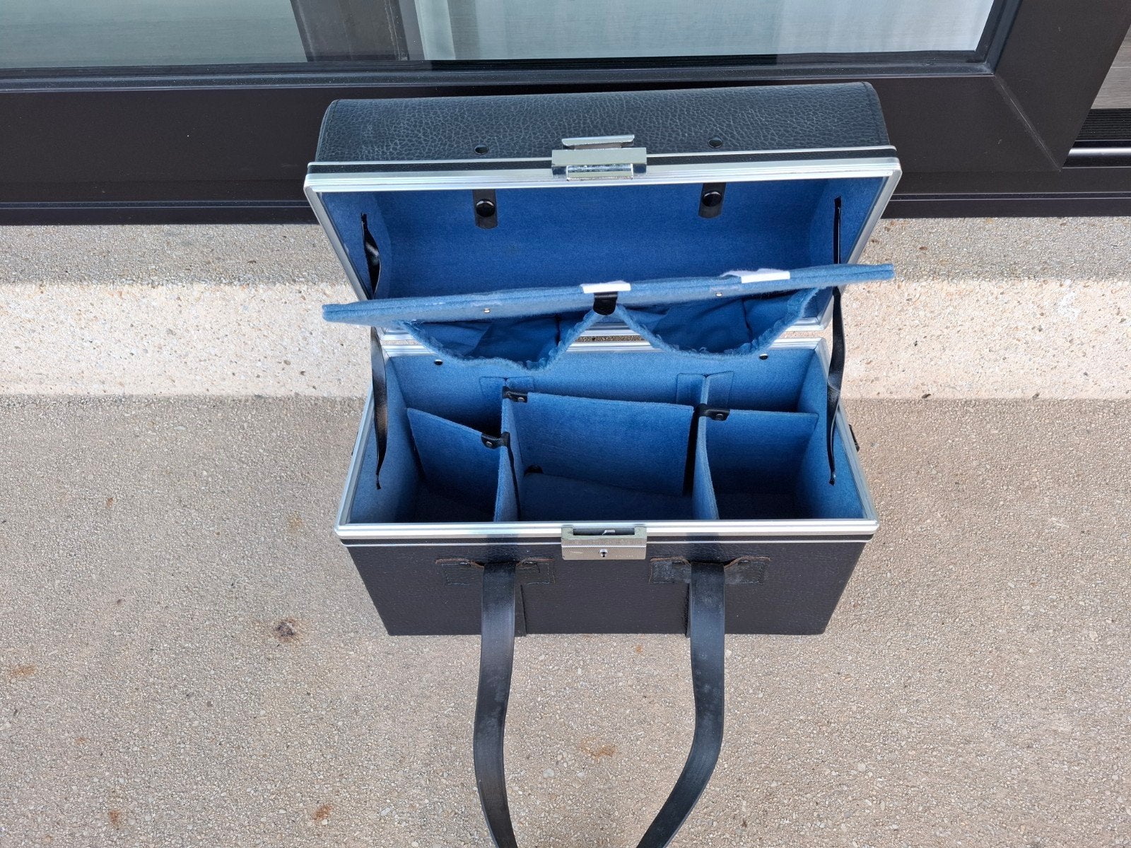 Klassieke vintage hardcase fotokoffer / camerakoffer – Blauw, Audio, Tv en Foto, Ophalen