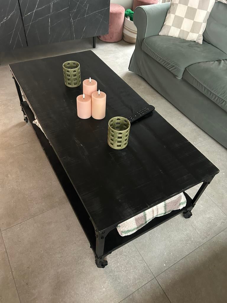 Salontafel hout/metaal, Gebruikt, 100 tot 150 cm, 50 tot 100 cm, Minder dan 50 cm