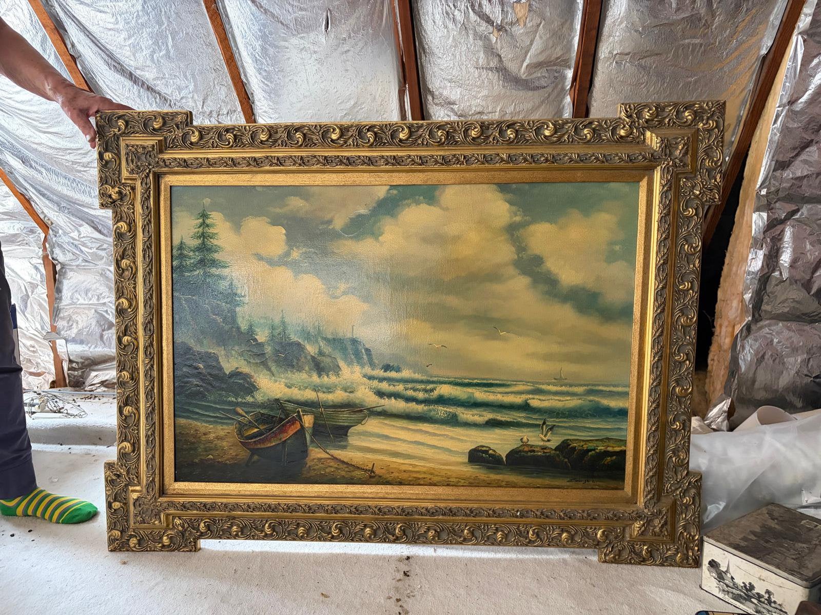 Schilderij ongeveer 80 cm op 1 m, Enlèvement, Encadré, Paysage, Toile
