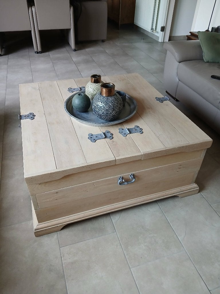 Houten Eiken Opbergkist, Huis en Inrichting, Ophalen, 50 – 75, Gebruikt, 50 tot 100 cm