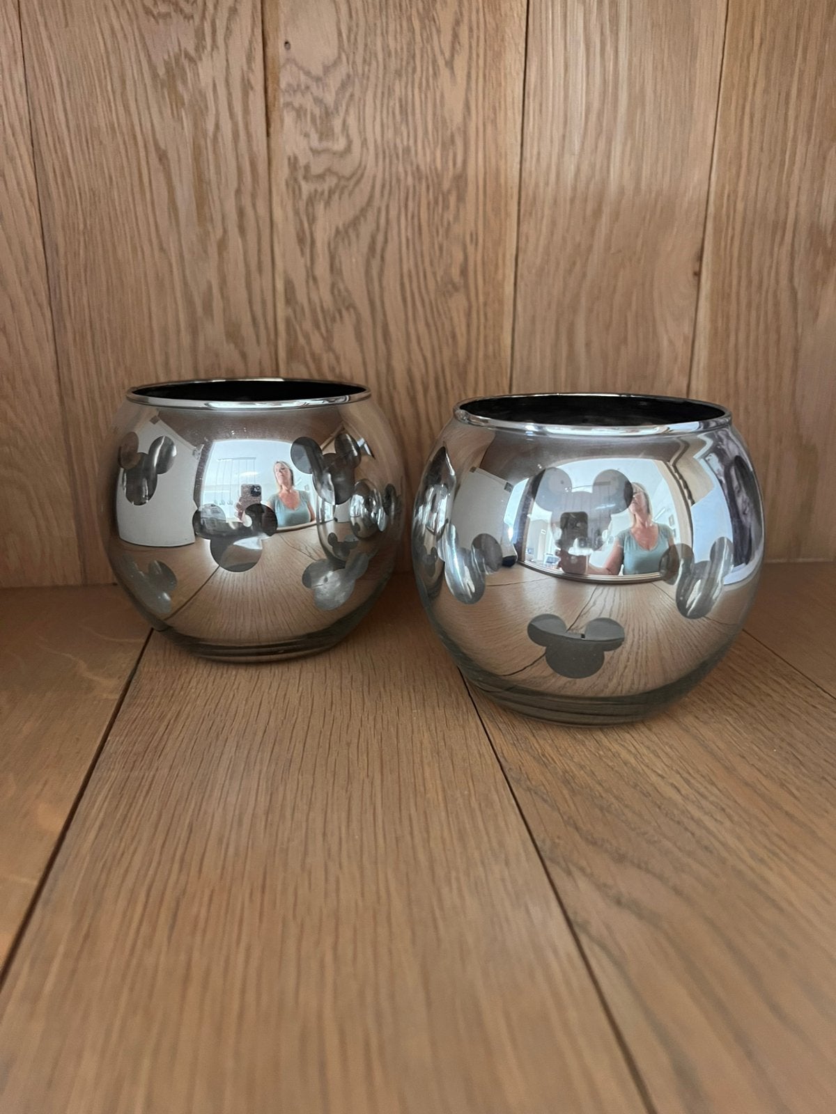 Theelicht potjes disney in glas, Windlicht, Gebruikt, Ophalen of Verzenden, Glas