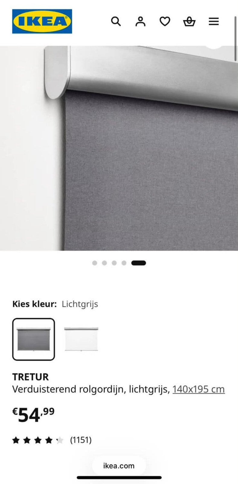 4x IKEA TRETUR verduisterende rolgordijnen – 140x195 cm, IKEA, Ophalen, Zo goed als nieuw, Verduisterend