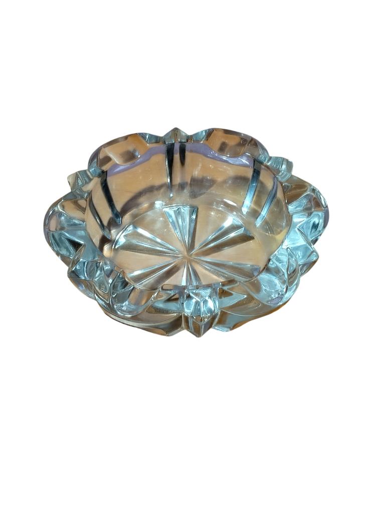 Cendrier en verre diamètre 14cm H 4cm vintage année 70, Enlèvement