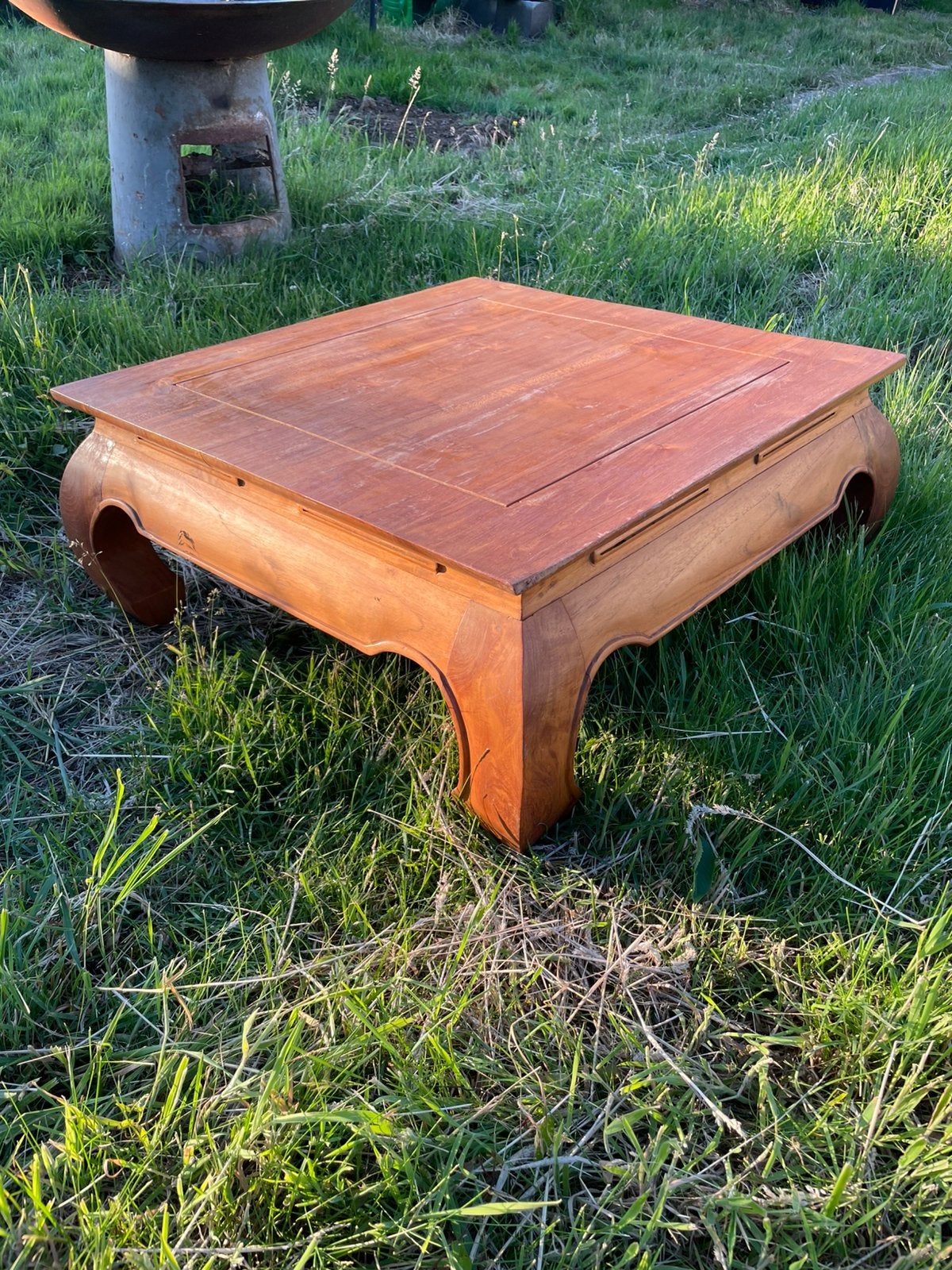 Houten salontafel 80x80x35 H, Ophalen, Gebruikt, 50 tot 100 cm, Vierkant