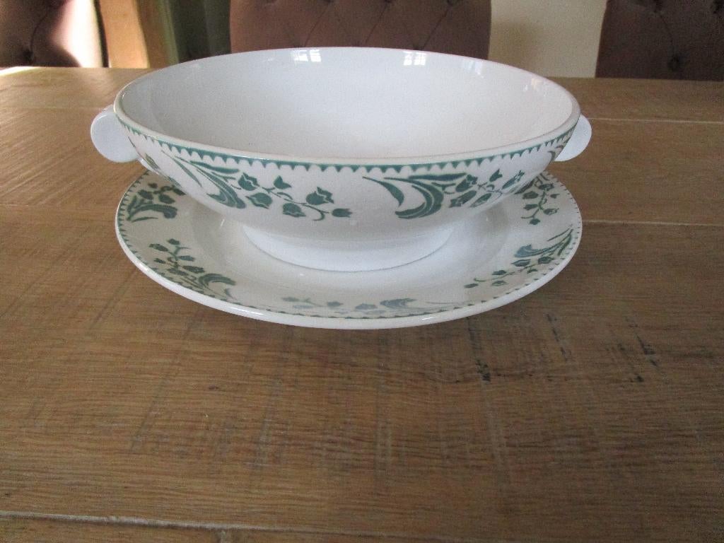 ST. Amandinoise schaal + bord, Enlèvement ou Envoi, Comme neuf, Porcelaine, Balance ou Balances