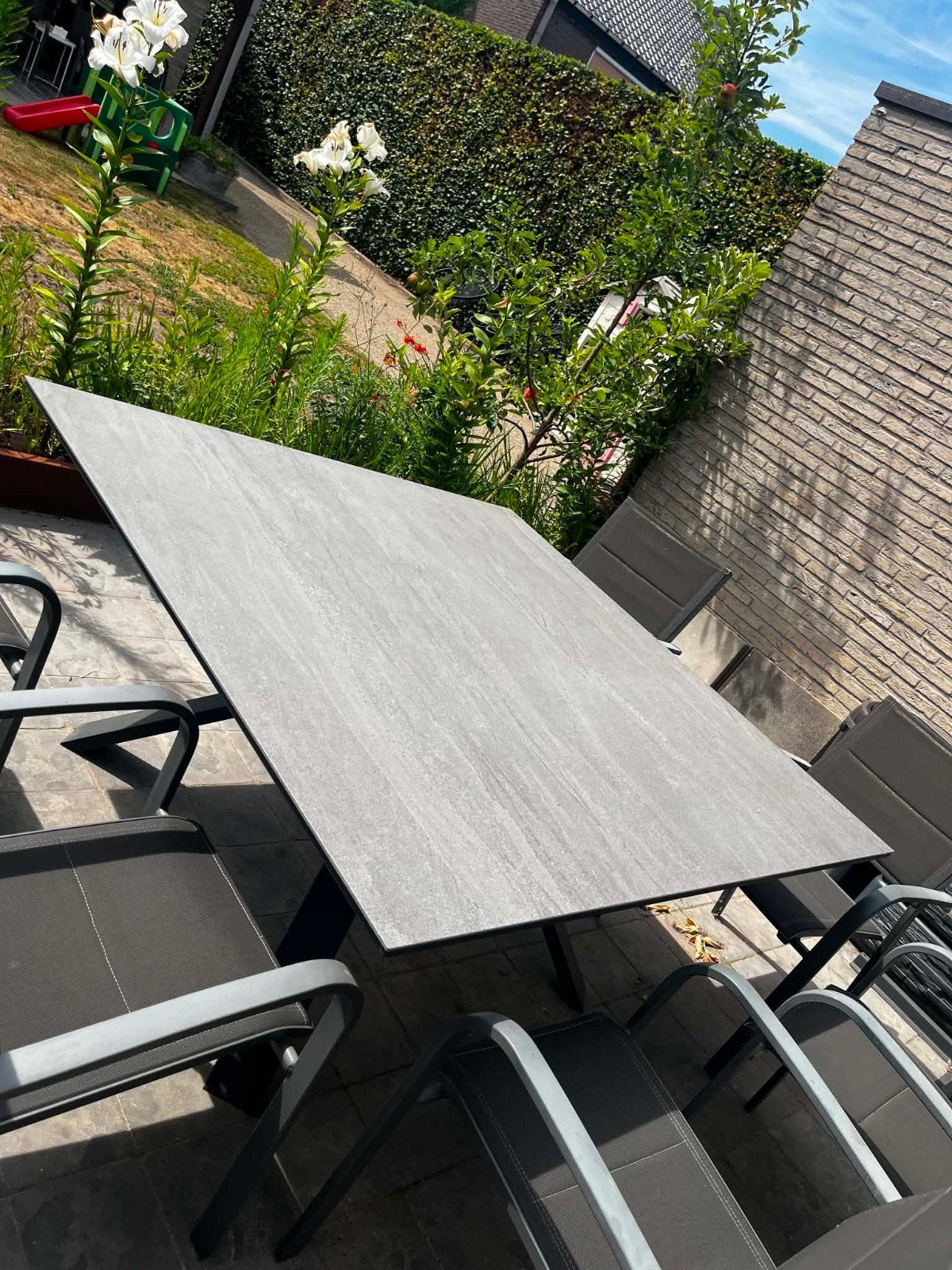 Exterioo / Overstock Cesano keramische tuintafel 148x148 cm, Tuin en Terras, Ophalen, Aluminium